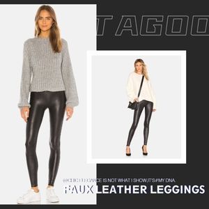 Tagoo Faux Leather Leggings High Waisted Pants with Stretch and with poc…